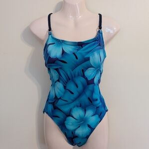 Vintage 90s One Piece Swimsuit Blue Small